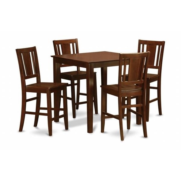 East West Furniture East West Furniture VNBU5-MAH-W 5 Piece Counter Height Dining Set-Counter Height Table and 4 Kitchen Chairs VNBU5-MAH-W